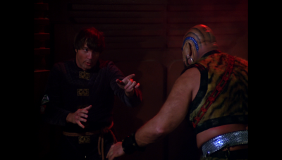 William "Buck" Rogers and Tigerman tussle on Draconia's launch bay (BR25: Film, "Awakening").