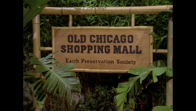 Incongruent tropical-motif signage for the Old Chicago Shopping Mall in 2492 (BR25: "A Dream of Jennifer").
